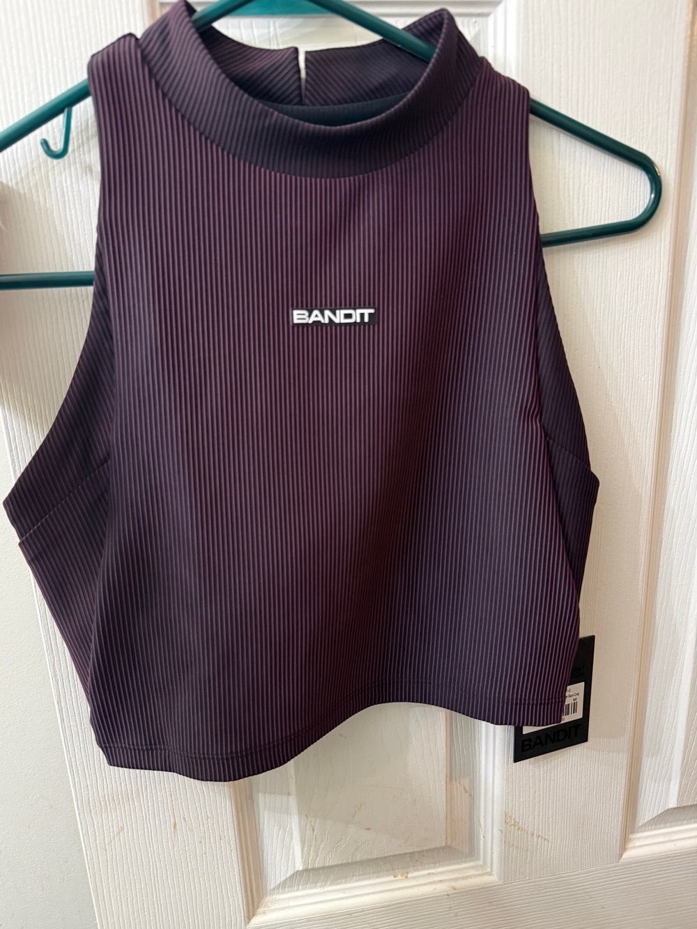Bandit Plum Ribbed High-Neck Cropped Tank